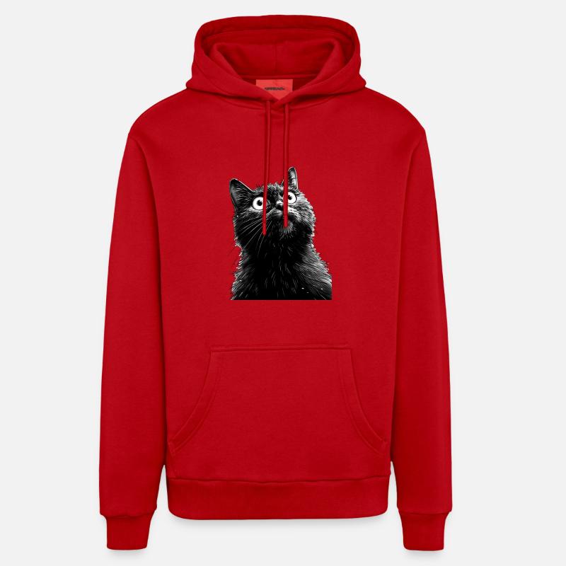 Chat noir Henry - Sweat à capuche bio décontracté fabriqué en UE - rouge