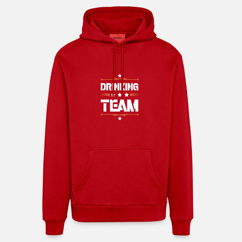Équipe de boisson - Sweat à capuche bio décontracté fabriqué en UE - rouge