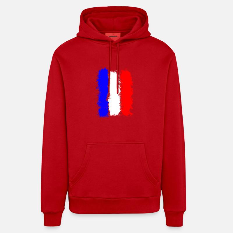 drapeau français - Sweat à capuche bio décontracté fabriqué en UE - rouge