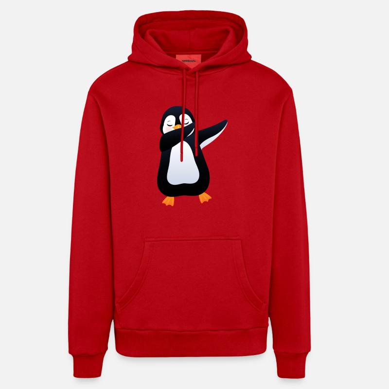 Penguin Dab Dance - Cool Gift - Sweat à capuche bio décontracté fabriqué en UE - rouge