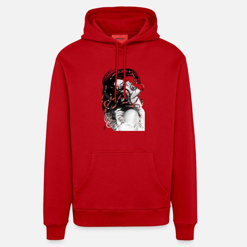 méduse - Sweat à capuche bio décontracté fabriqué en UE - rouge