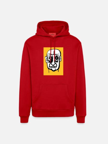 Kaput face - Organic Relaxed Hoodie Made in EU - red