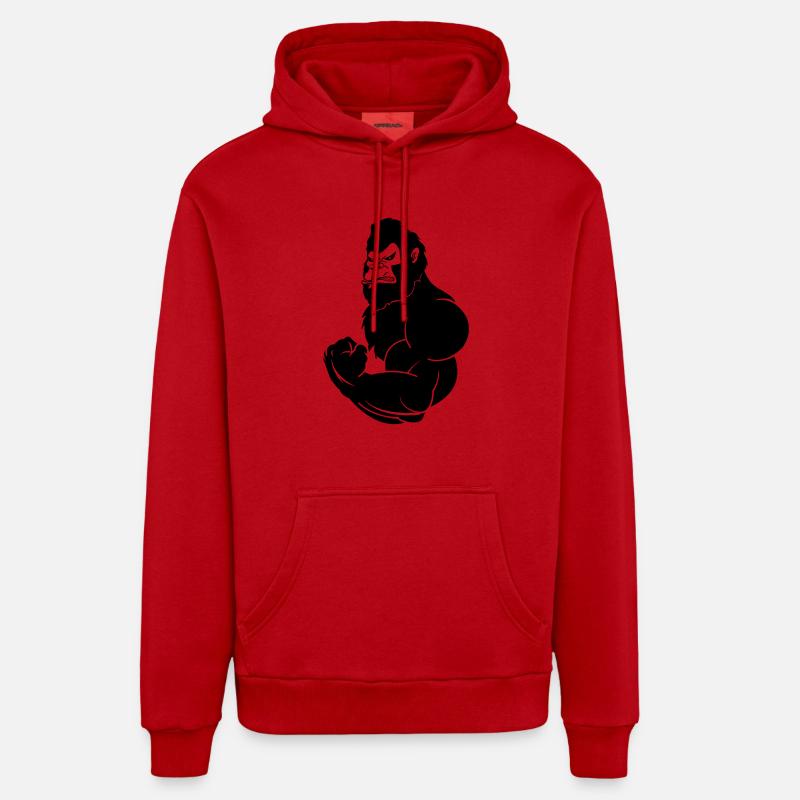 gorilla_beast_001 - Sweat à capuche bio décontracté fabriqué en UE - rouge