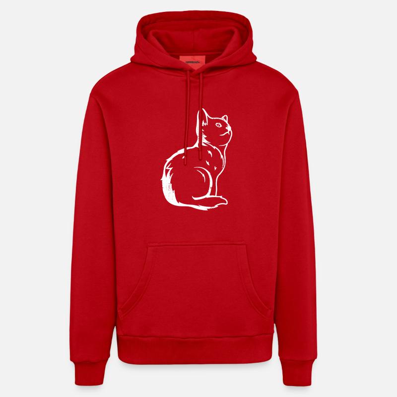 Croquis de chat - Sweat à capuche bio décontracté fabriqué en UE - rouge
