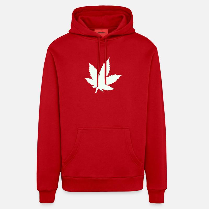 Feuille de Cannabis Silhouette Menthe - Sweat à capuche bio décontracté fabriqué en UE - rouge