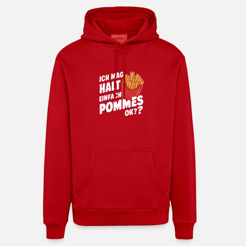 Frites, frites, restauration rapide - Sweat à capuche bio décontracté fabriqué en UE - rouge