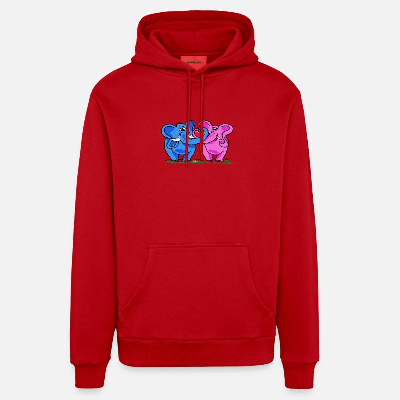 éléphants doux - Sweat à capuche bio décontracté fabriqué en UE - rouge