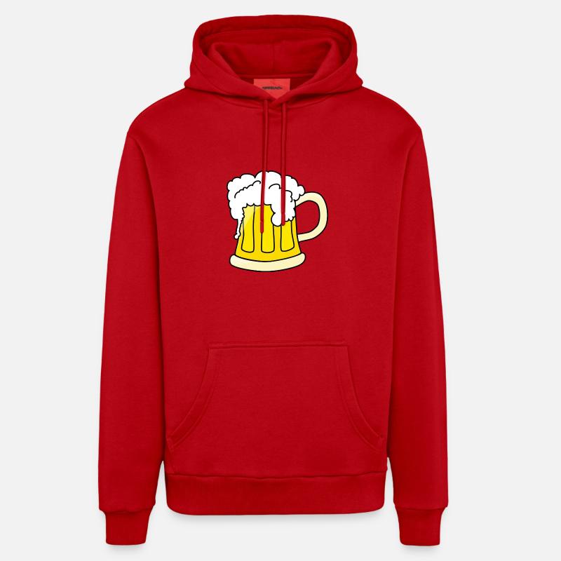 bière - Sweat à capuche bio décontracté fabriqué en UE - rouge