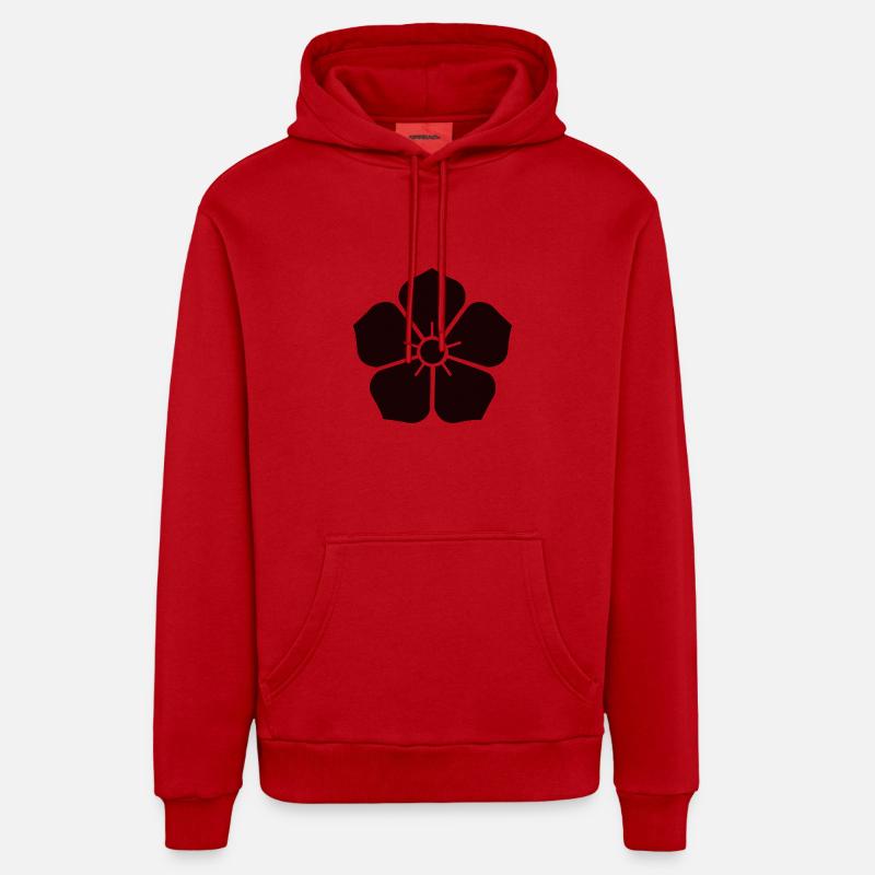 Symbole fleur - Sweat à capuche bio décontracté fabriqué en UE - rouge