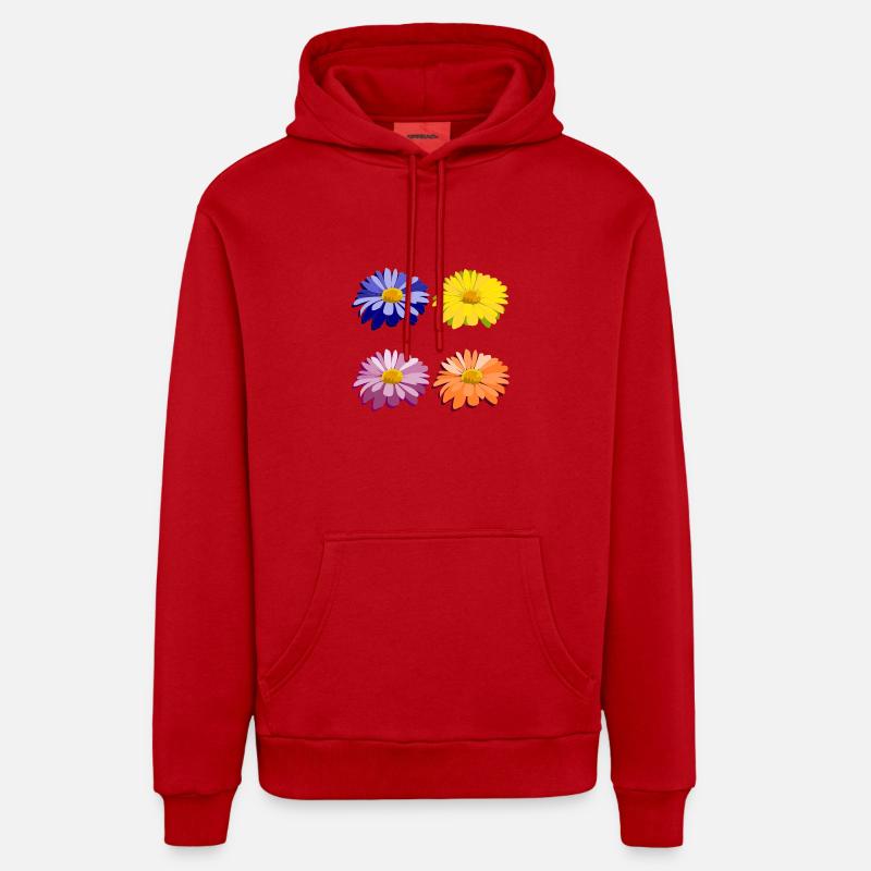 fleurs - Sweat à capuche bio décontracté fabriqué en UE - rouge