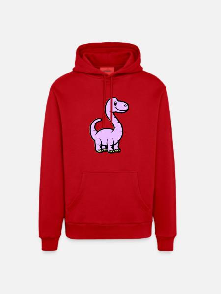 Dinosaur Brontosaurus Comic - Organic Relaxed Hoodie Made in EU - red