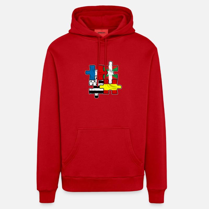 puzzle euskadi breizh - Sweat à capuche bio décontracté fabriqué en UE - rouge