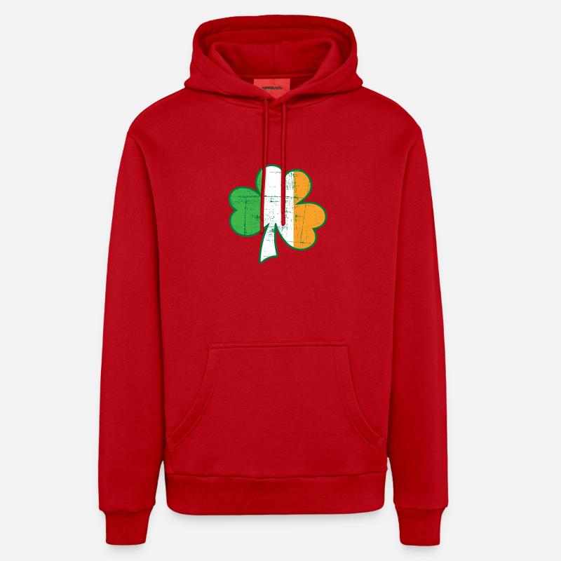 Drapeau irlandais en - Sweat à capuche bio décontracté fabriqué en UE - rouge