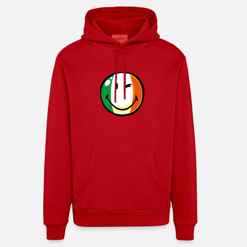 Smiley Flag Ireland - Sweat à capuche bio décontracté fabriqué en UE - rouge