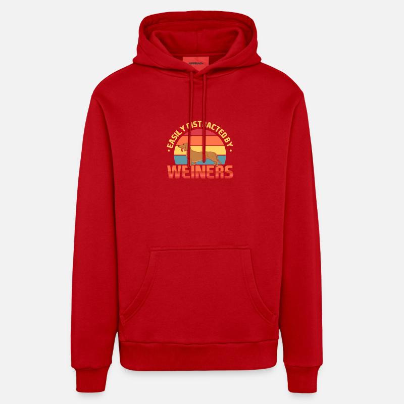 Teckel Rétro - Sweat à capuche bio décontracté fabriqué en UE - rouge