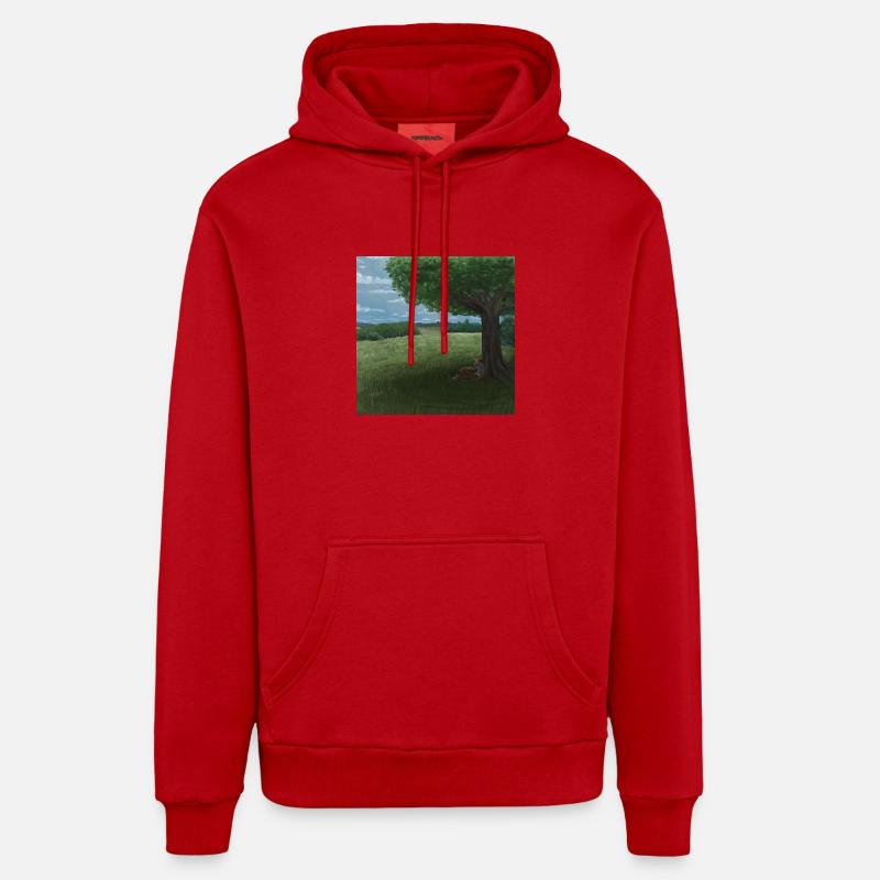 Peinture paysage - Sweat à capuche bio décontracté fabriqué en UE - rouge