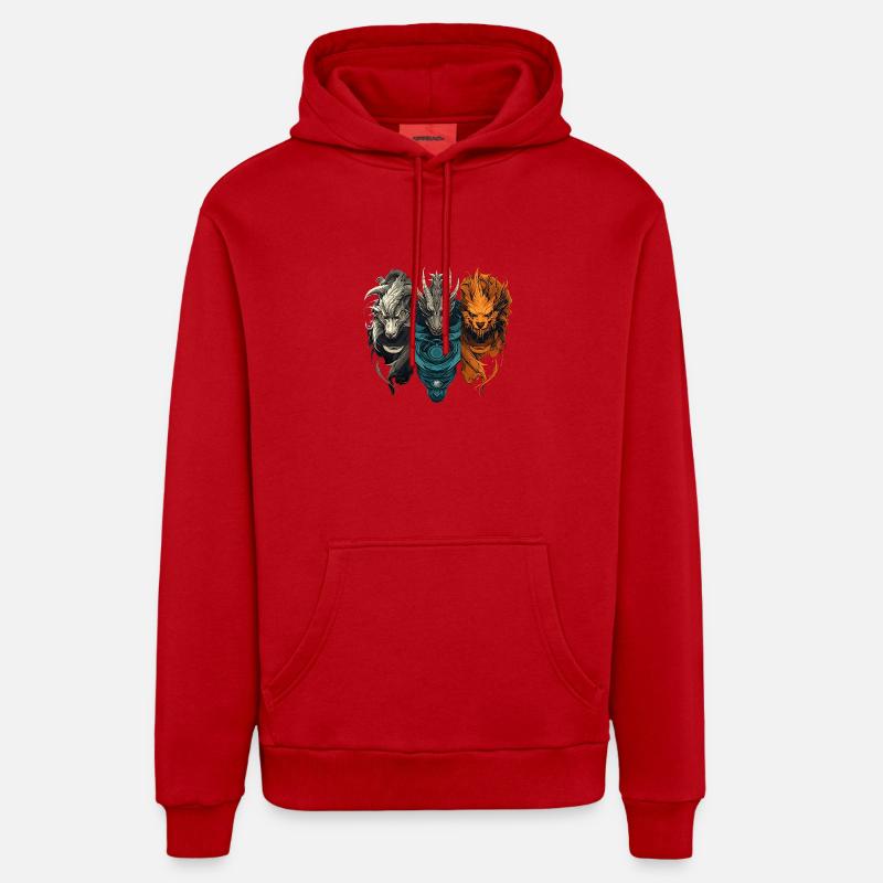 Dieux de l’Unification des Trois - Sweat à capuche bio décontracté fabriqué en UE - rouge