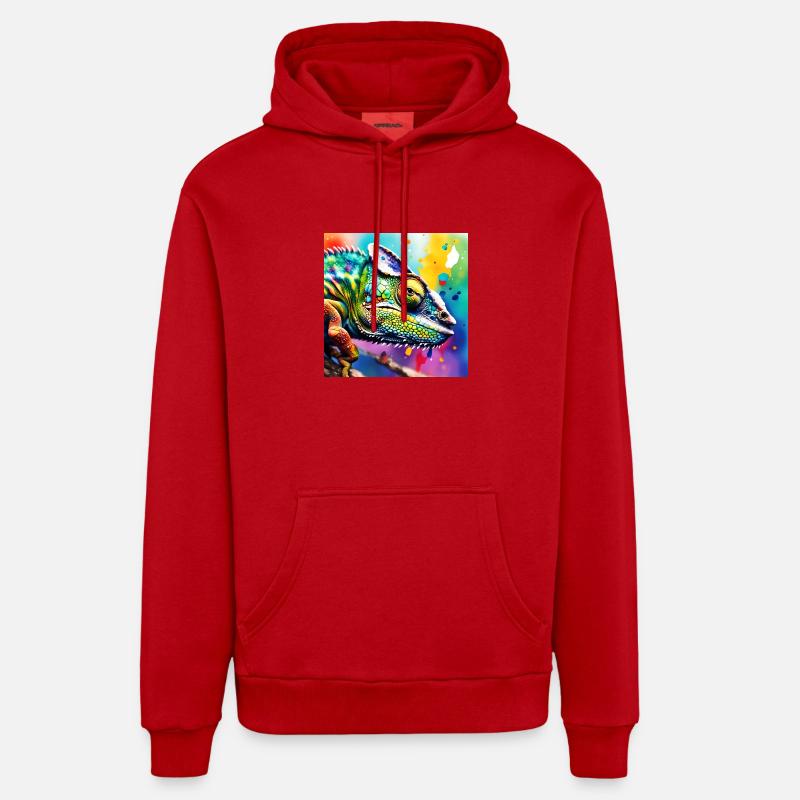 Couleur caméléon - Sweat à capuche bio décontracté fabriqué en UE - rouge