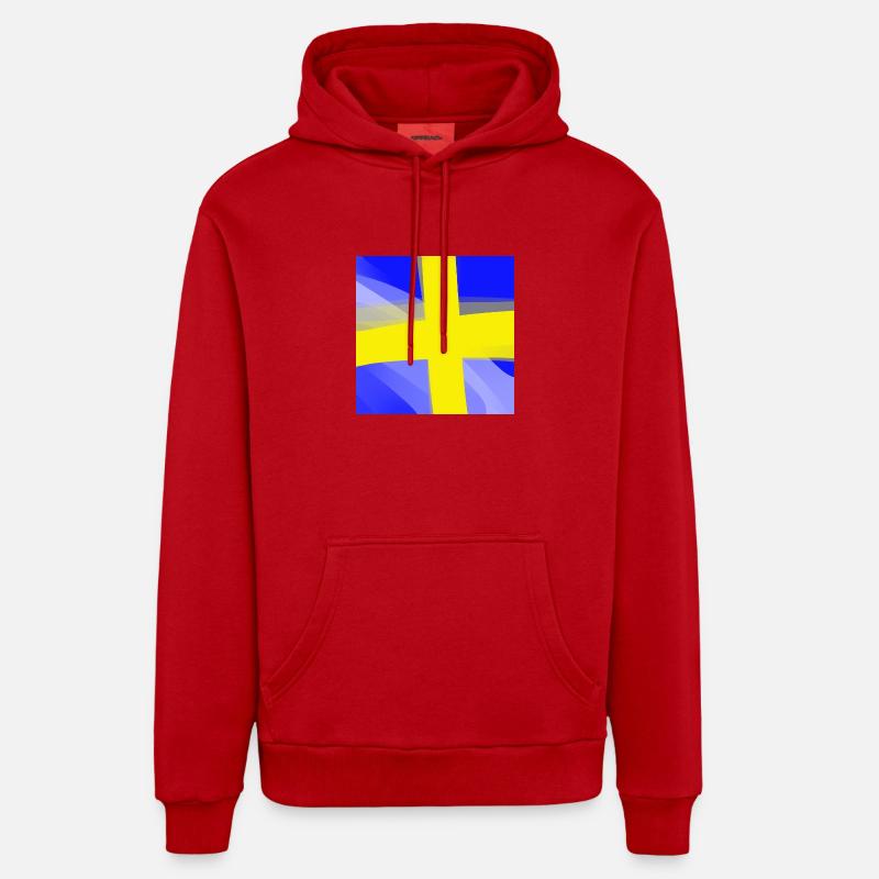 Drapeau de la Suède - Sweat à capuche bio décontracté fabriqué en UE - rouge