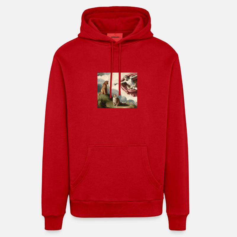 Michelangelo Chat - Sweat à capuche bio décontracté fabriqué en UE - rouge