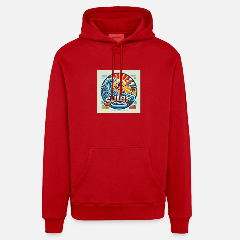 Surf paradise - Sweat à capuche bio décontracté fabriqué en UE - rouge