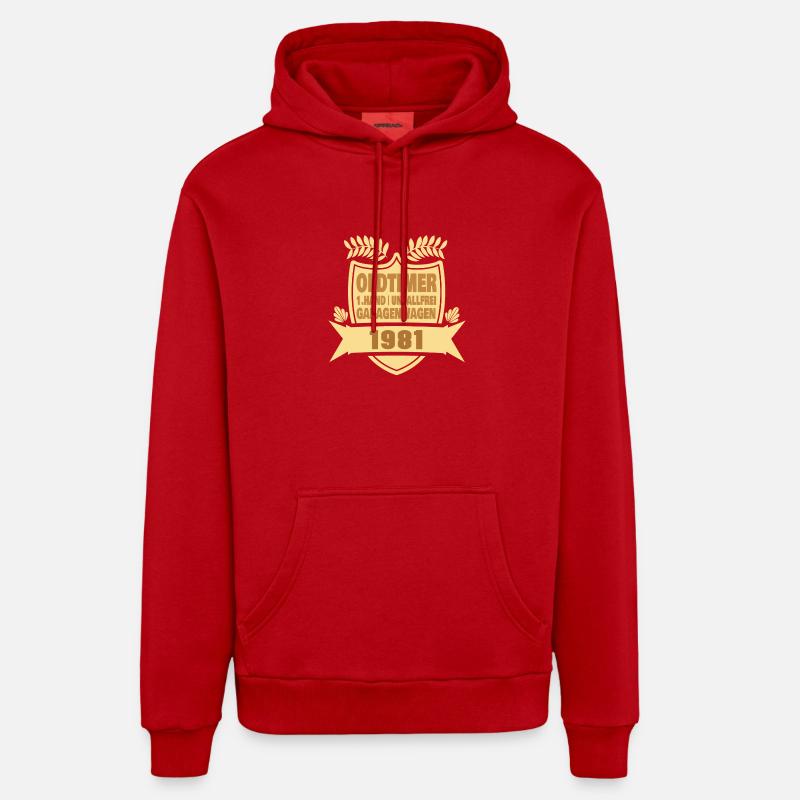 1981 - Sweat à capuche bio décontracté fabriqué en UE - rouge