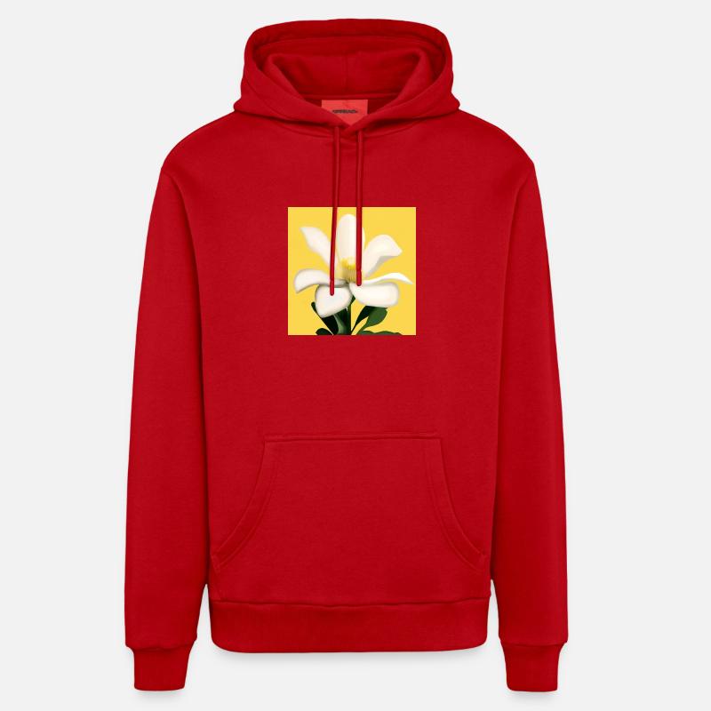 Une fleur blanche impressionnante - Sweat à capuche bio décontracté fabriqué en UE - rouge