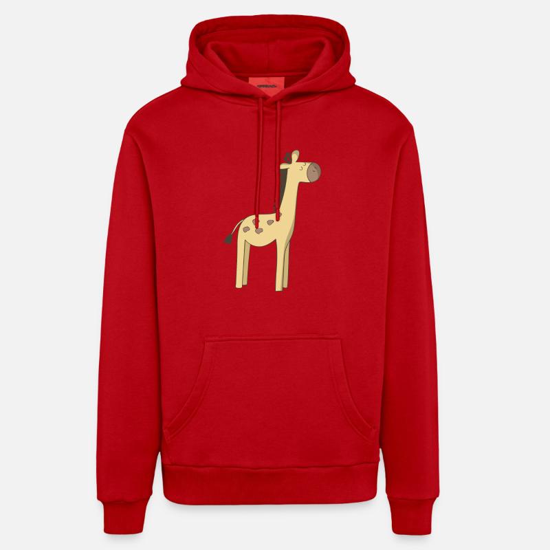 Girafe - Sweat à capuche bio décontracté fabriqué en UE - rouge