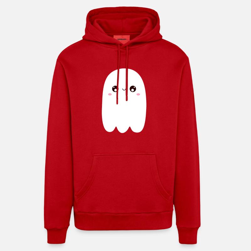 Fantôme Kawaii - Sweat à capuche bio décontracté fabriqué en UE - rouge