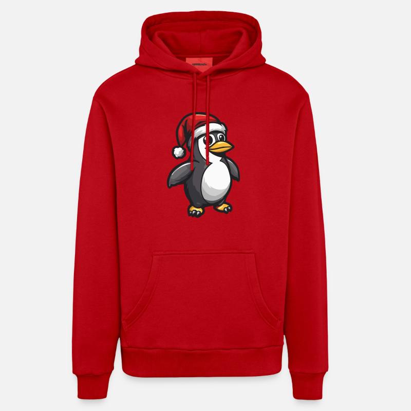 Noël pingouin - Sweat à capuche bio décontracté fabriqué en UE - rouge