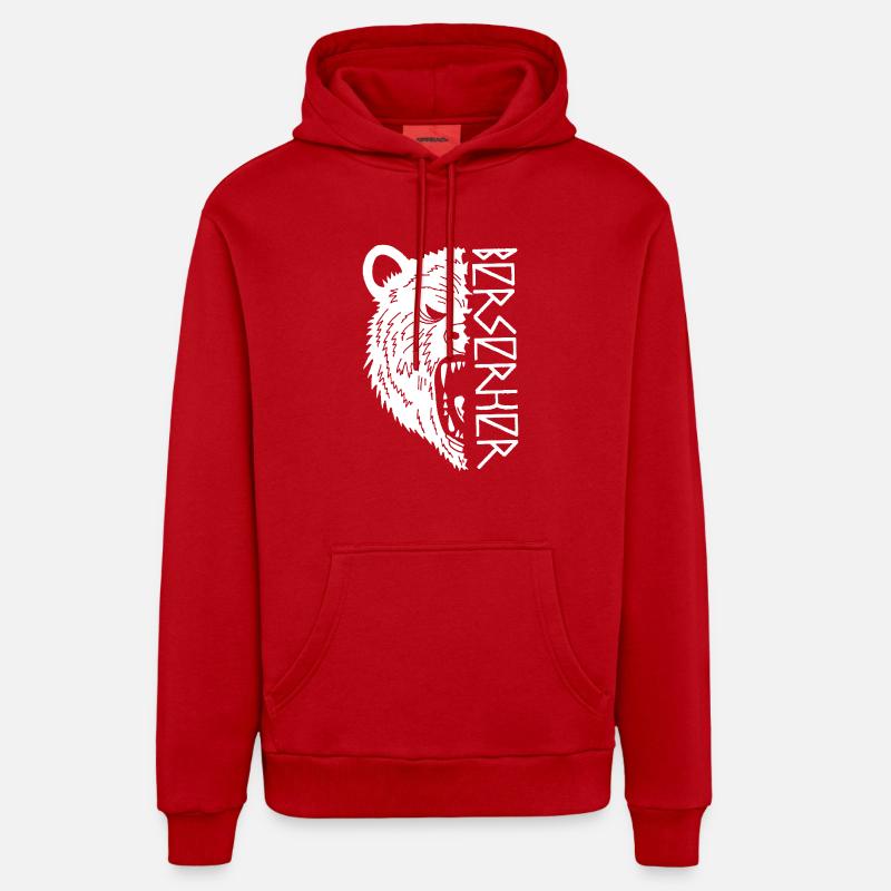 Guerrier ours blanc - Sweat à capuche bio décontracté fabriqué en UE - rouge