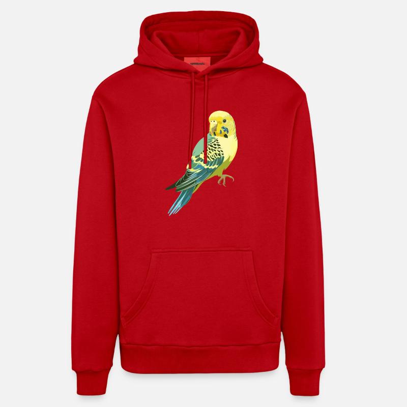 Perruche ondulée - Sweat à capuche bio décontracté fabriqué en UE - rouge