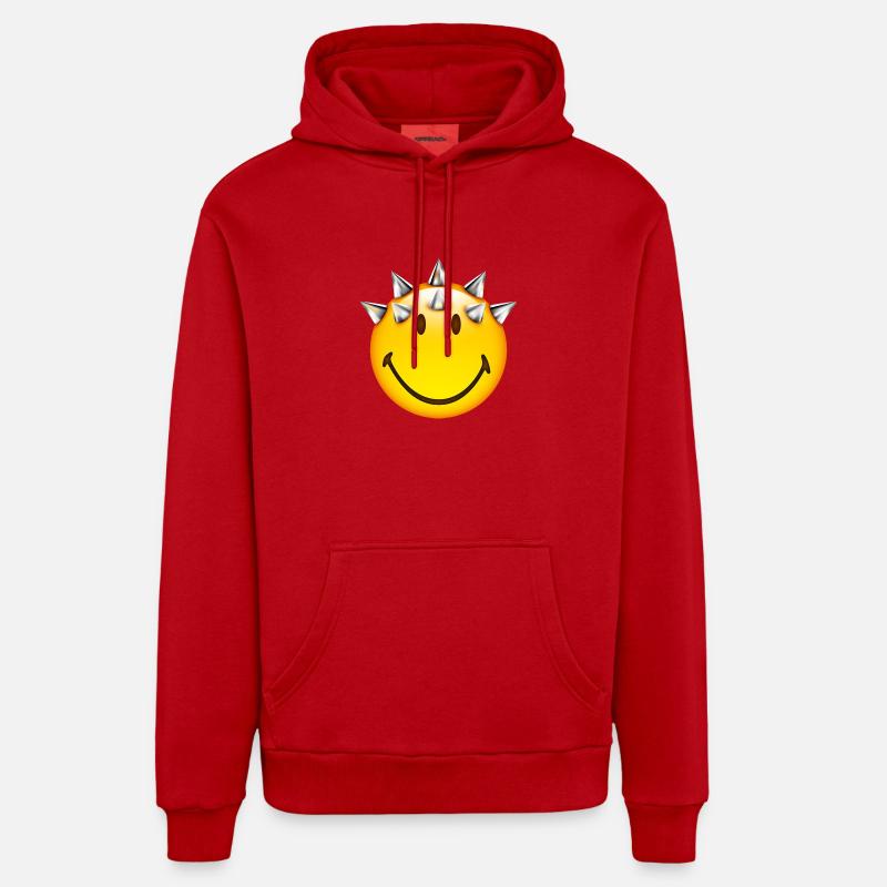 Smiley Punk - Sweat à capuche bio décontracté fabriqué en UE - rouge