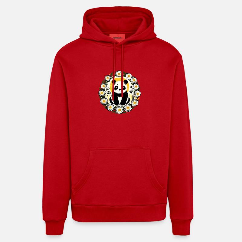 Panda Ours - Sweat à capuche bio décontracté fabriqué en UE - rouge