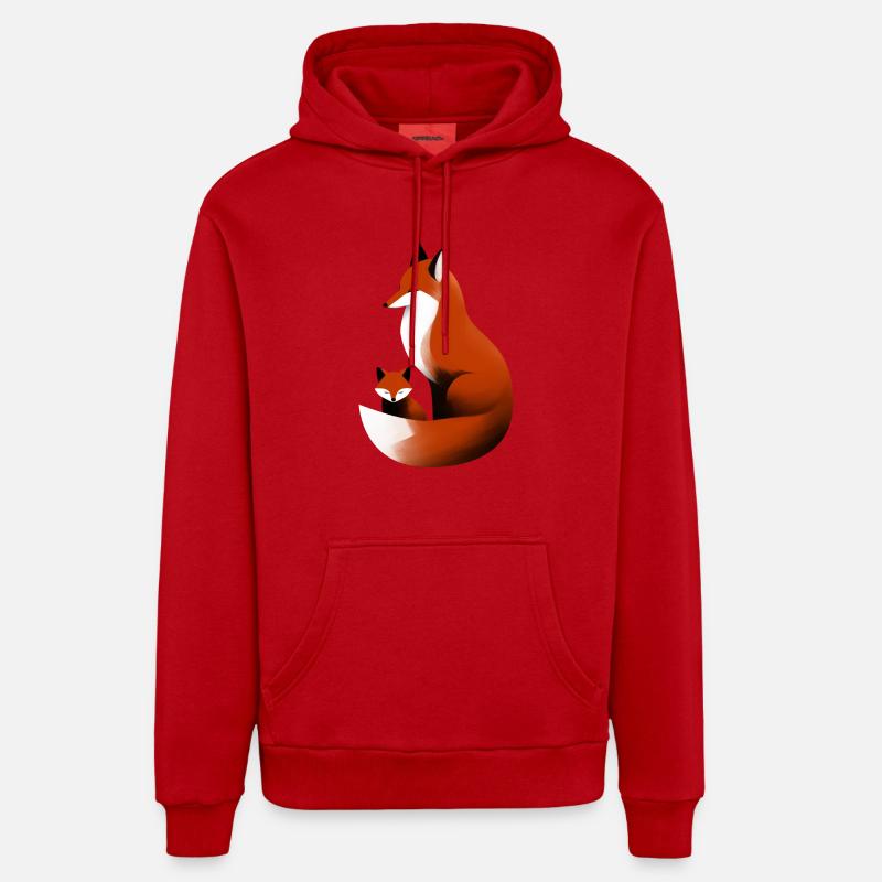 Famille de petits renards - Sweat à capuche bio décontracté fabriqué en UE - rouge