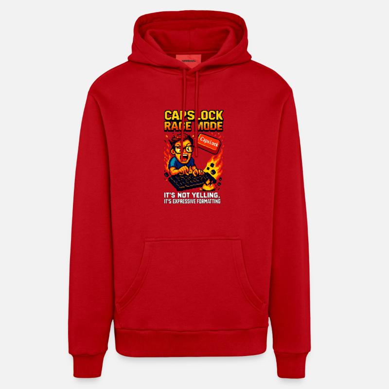 Capslock Rage Mode - Organic Relaxed Hoodie Made in EU - red