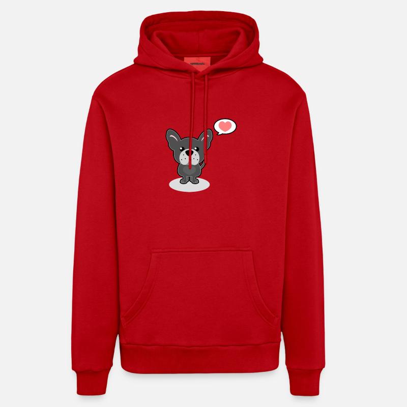 bouledogue français - Sweat à capuche bio décontracté fabriqué en UE - rouge