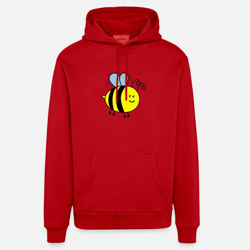 biene_002 - Sweat à capuche bio décontracté fabriqué en UE - rouge