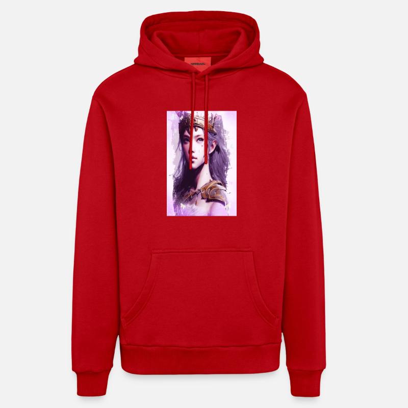 Valkyrie Amazon Warrior Fine Art Affiche - Sweat à capuche bio décontracté fabriqué en UE - rouge