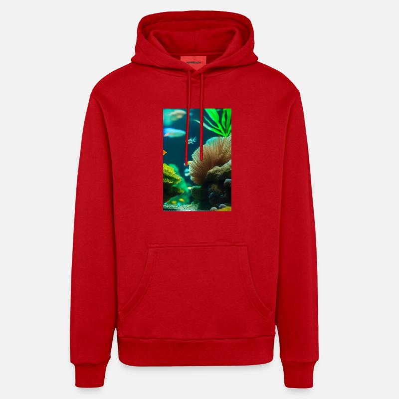 Poissons, Aquarium - Sweat à capuche bio décontracté fabriqué en UE - rouge