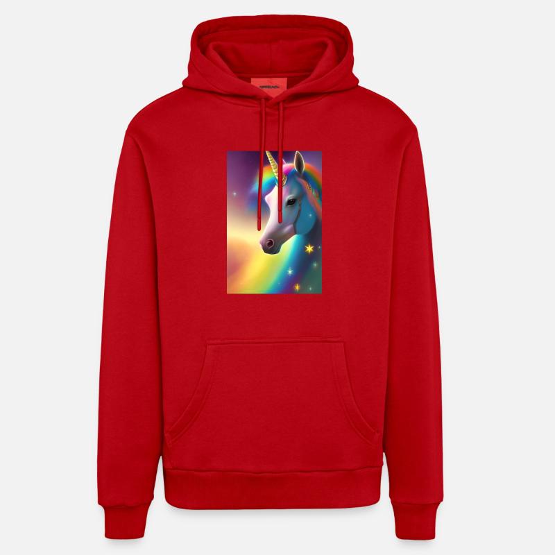Licorne - Sweat à capuche bio décontracté fabriqué en UE - rouge