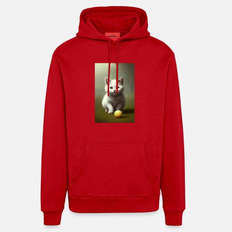 Petit bébé chat mignon - Sweat à capuche bio décontracté fabriqué en UE - rouge