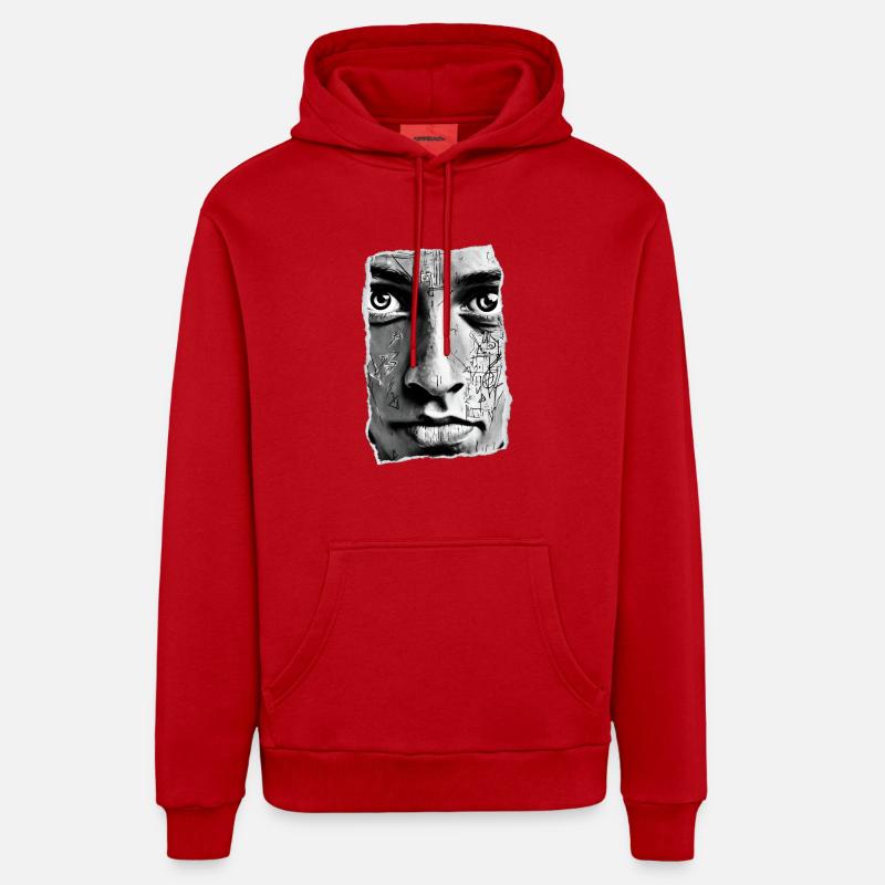 Monochrome geometric face art Organic Relaxed Hoodie Made in EU