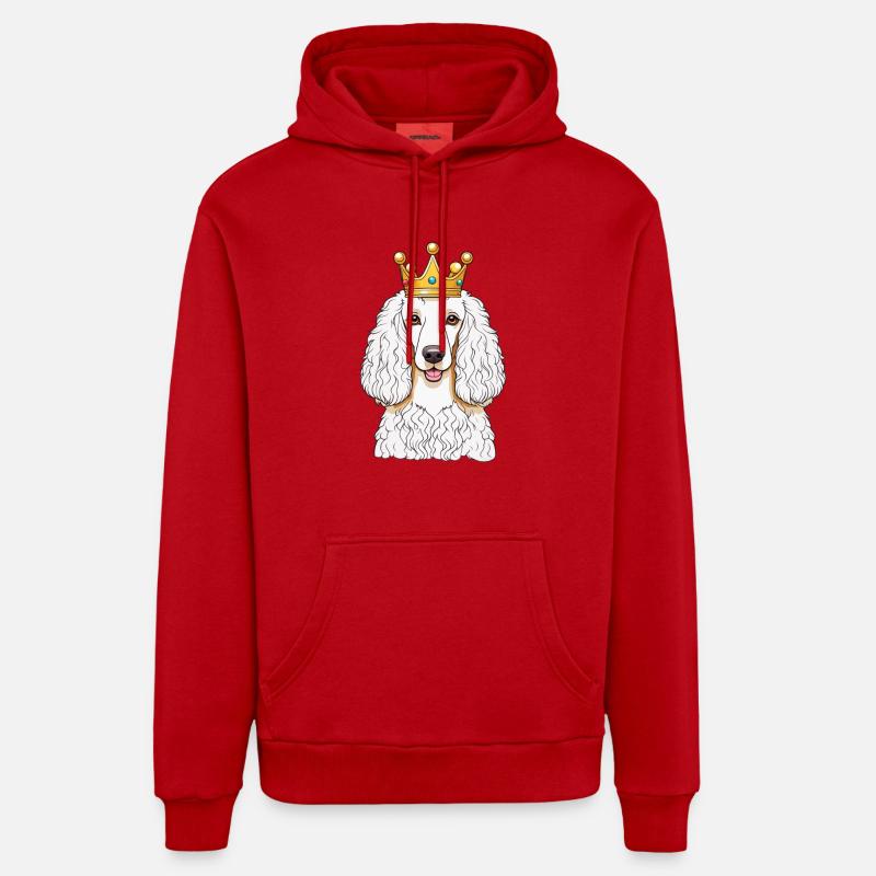 « Têtes couronnées » - Caniche royal - Sweat à capuche bio décontracté fabriqué en UE - rouge