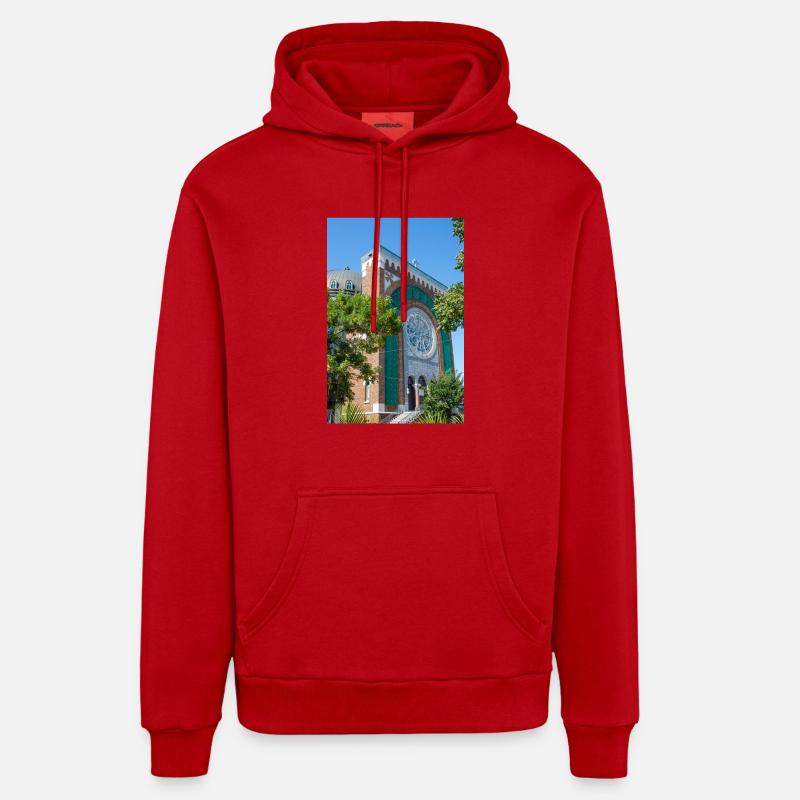 Église Saint-Michel-et-Saint-Antoine, Montréal - Sweat à capuche bio décontracté fabriqué en UE - rouge