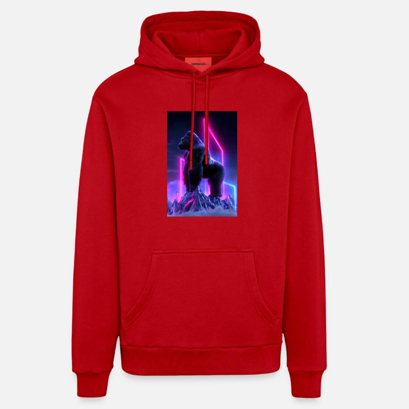 Néon Gorilla Overdrive - Sweat à capuche bio décontracté fabriqué en UE - rouge