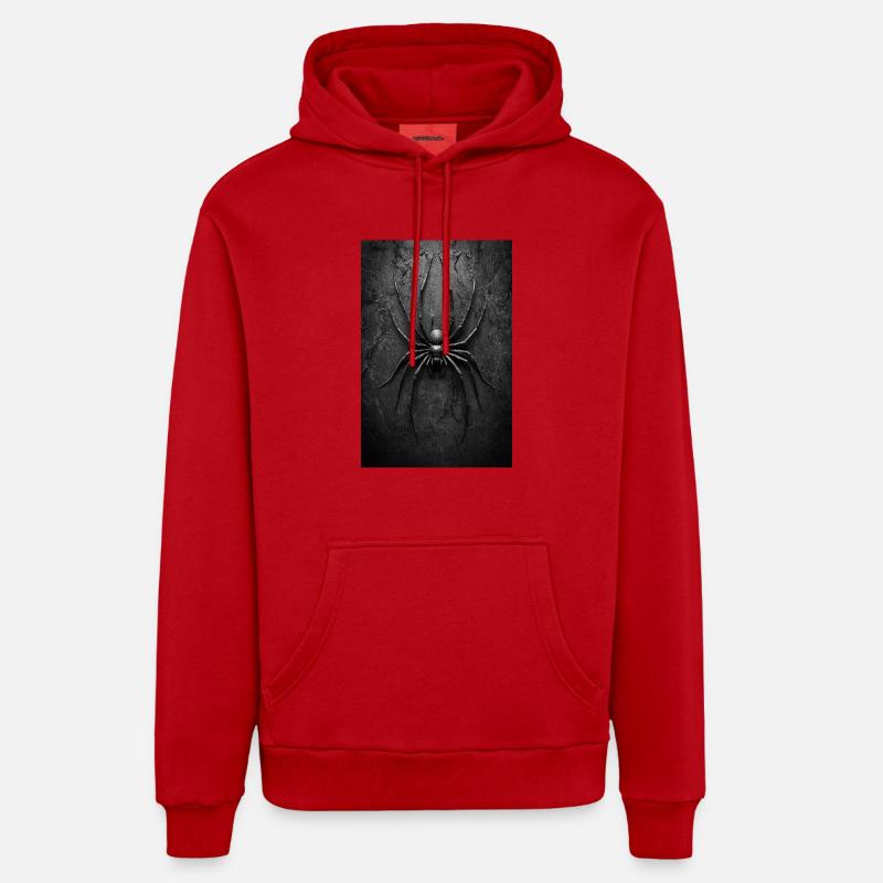 Black Widow Style Spider Art - Sweat à capuche bio décontracté fabriqué en UE - rouge