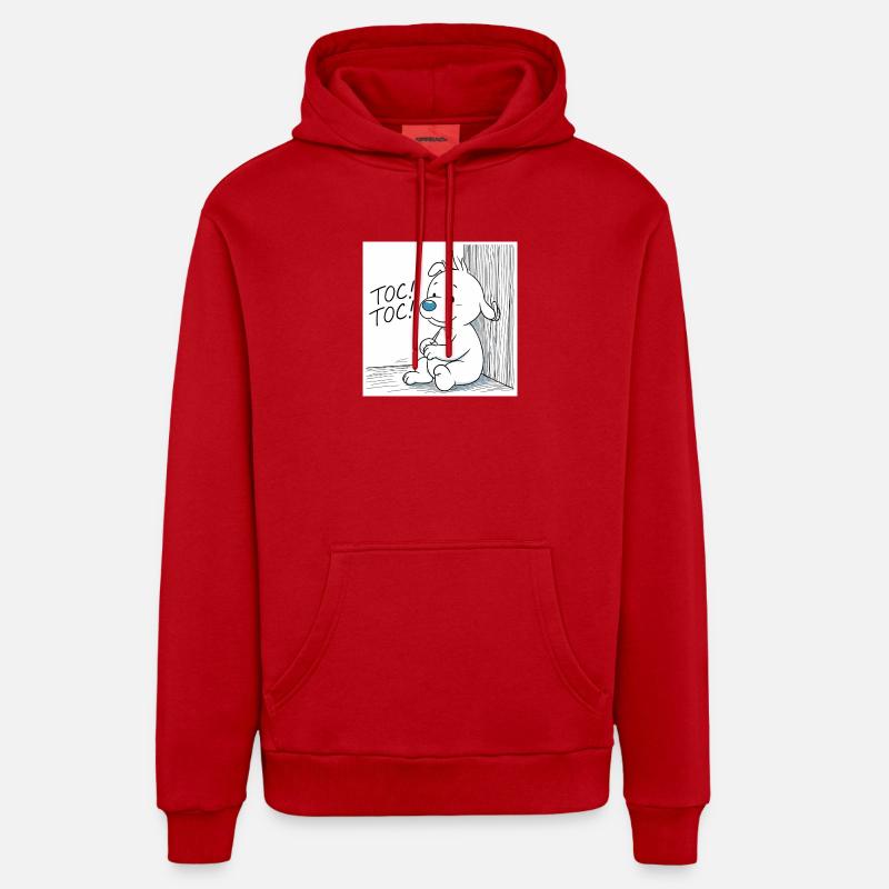 Idéfix Frappe Toc Toc Toc - Sweat à capuche bio décontracté fabriqué en UE - rouge