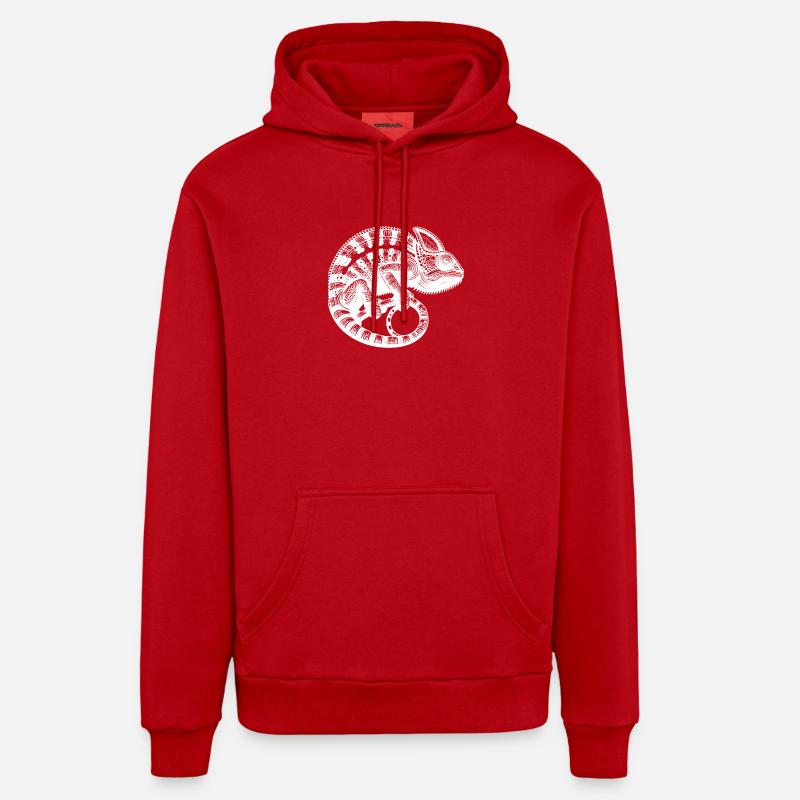 Jungle reptile caméléon tatouage - Sweat à capuche bio décontracté fabriqué en UE - rouge