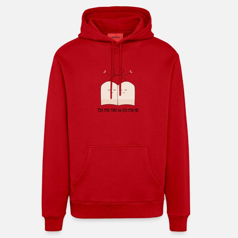 Tea for two - Sweat à capuche bio décontracté fabriqué en UE - rouge